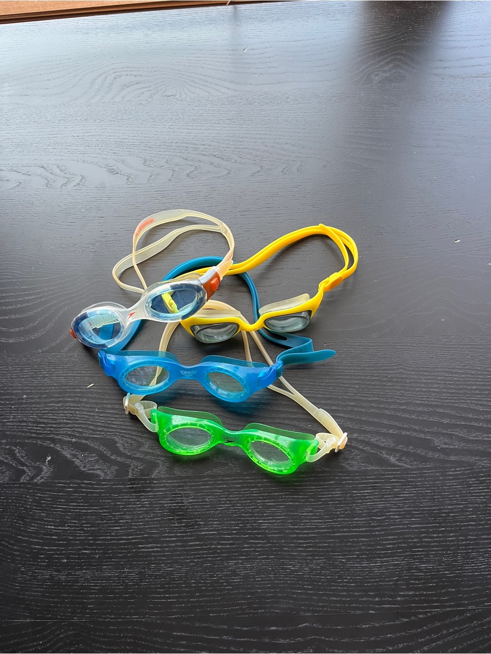 Speedo Swim Goggles Lot of 4 Blue Green Yellow Clear Biofuse Adjustable Straps - Picture 1 of 16
